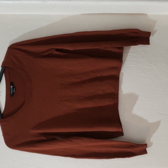 Forever 21 Rust Long Sleeve Cropped Sweater Top Large - Picture 3 of 4